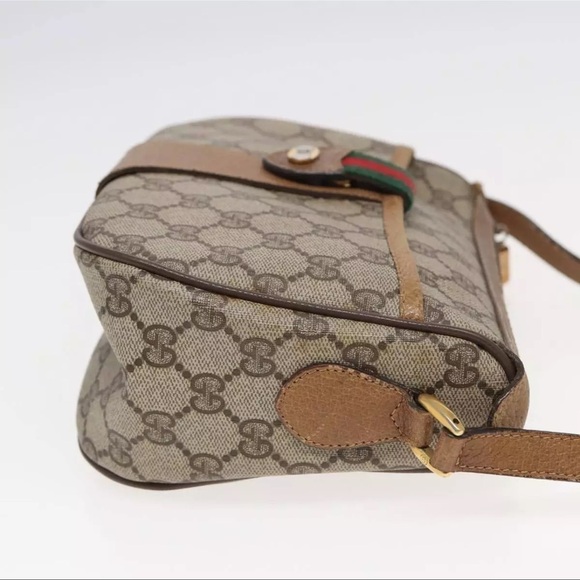 GUCCI GG Supreme Web Sherry Line Shoulder Bag PVC Beige Red 89 01 032 Auth 83419 - Picture 4 of 9